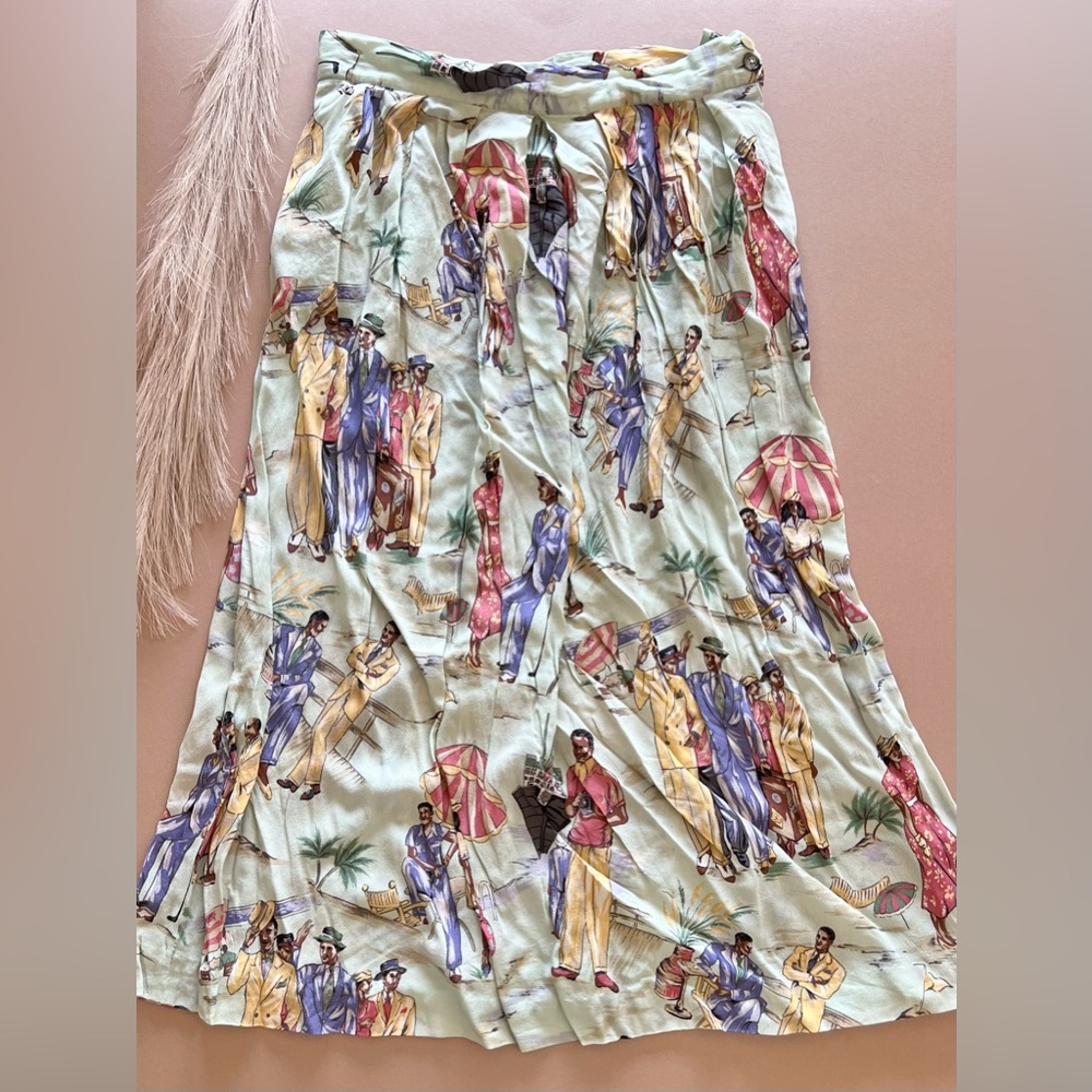 Vintage 90s J.G. Hook Rayon Resort Novelty Print Skirt 14 - Picture 9 of 15